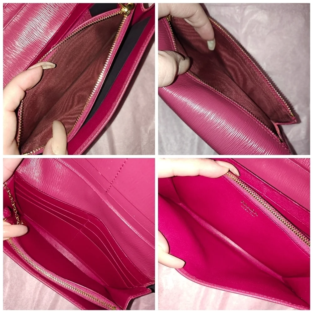 Prada Pink Saffiano Lux Leather Flap Continental Wallet